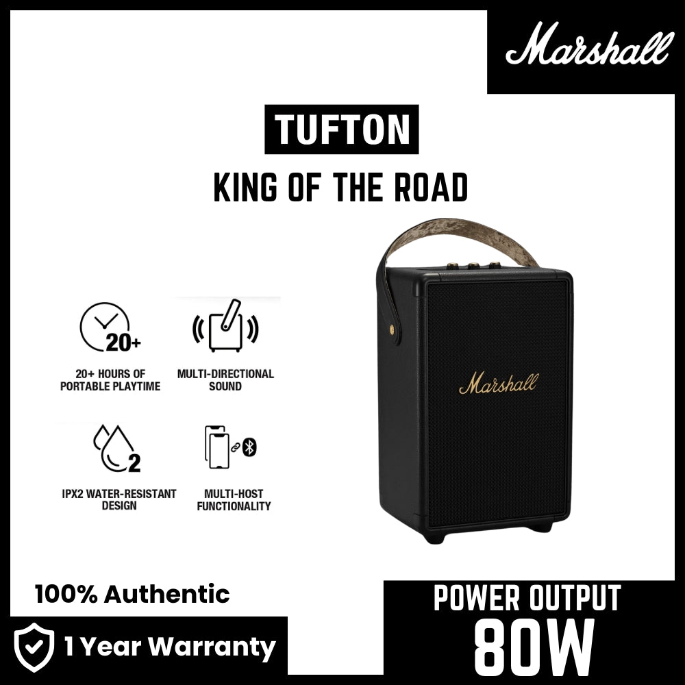 Marshall Tufton Portable Bluetooth Speaker - Black & Brass