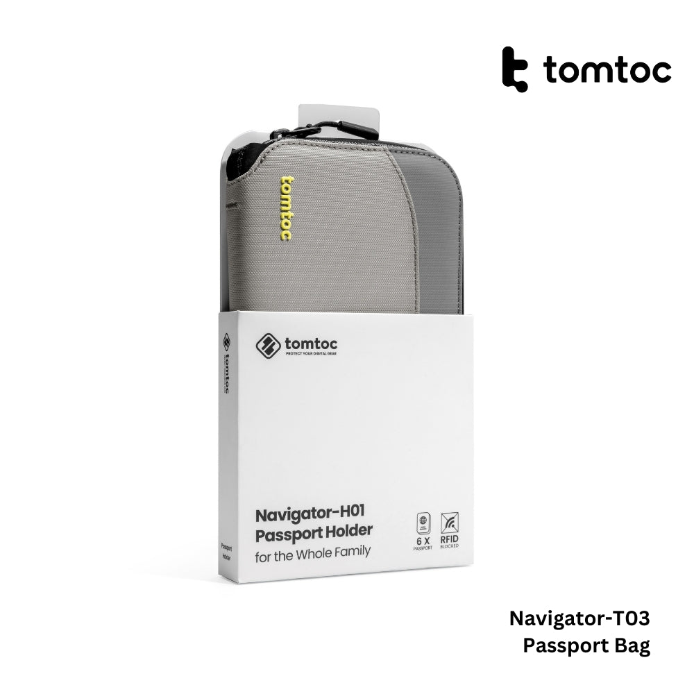 TOMTOC - Navigator-T03 Passport Holder - Grey