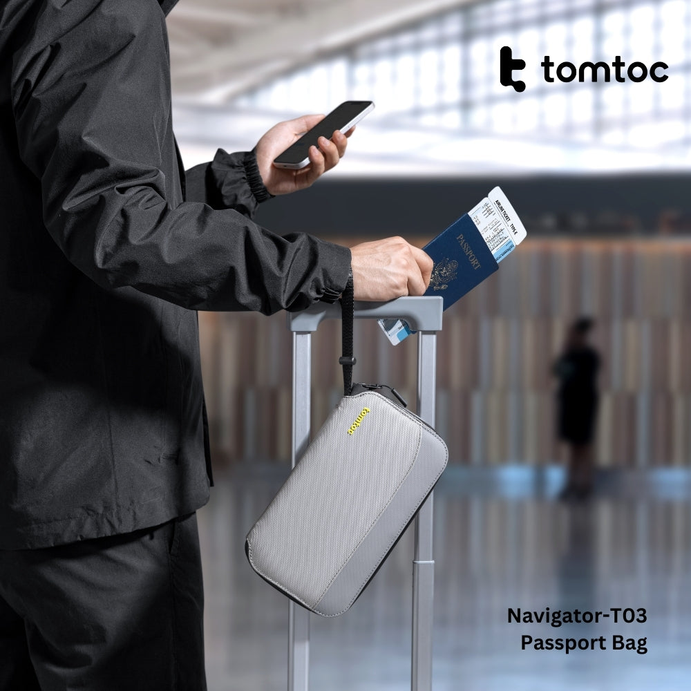 TOMTOC - Navigator-T03 Passport Holder - Grey