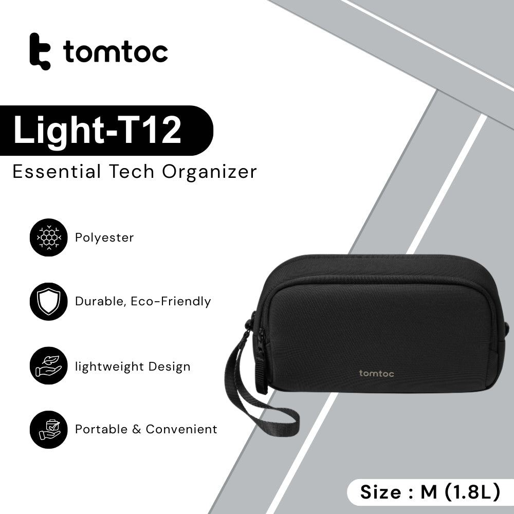 TOMTOC - Light-T12 Essential Tech Organizer ( M / 1.8L ) - Black