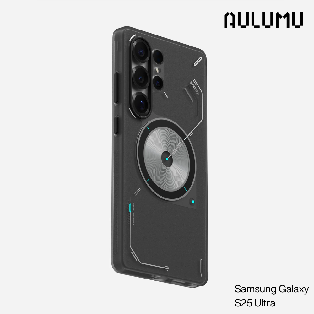 Aulumu - S25 Frosted Case for Samsung Galaxy S25 Ultra | Subtle Glow-in-the -Dark | Translucent Gray&White | Magnetic
