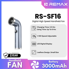 REMAX - RS-SF16 Digital High Speed Handheld Fan - Blue