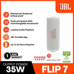 JBL - Flip 7 Portable Speaker (35W) - White