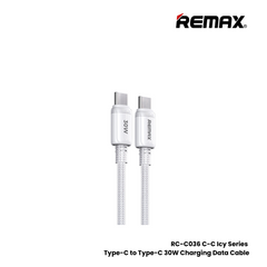 REMAX RC-C036 C-C Icy Series 30W Type-C to Type-C Fast Charging Data Cable - White