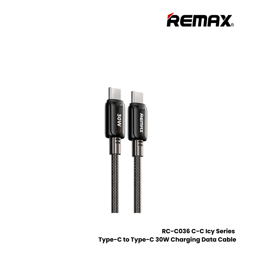 REMAX RC-C036 C-C Icy Series 30W Type-C to Type-C Fast Charging Data Cable - White