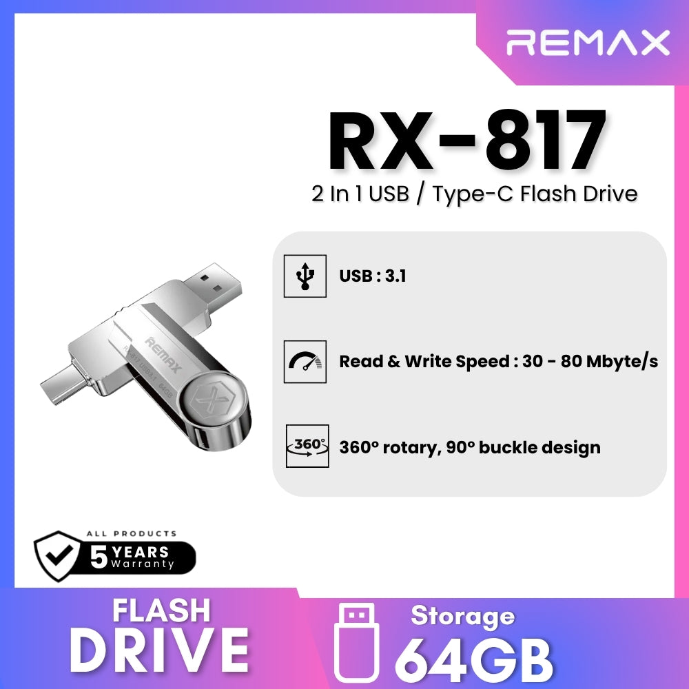 REMAX - RX-817 2 In 1 USB / Type-C Flash Drive - 128GB