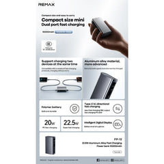 REMAX - FP-12 10000mAh PD+QC Fast Charging Power Bank ( PD20W+QC22.5W ) - Tarnish