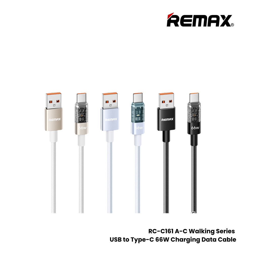 REMAX RC-C161A A-C Walking Series 66W USB to Type-C Fast Charging Data Cable - Black