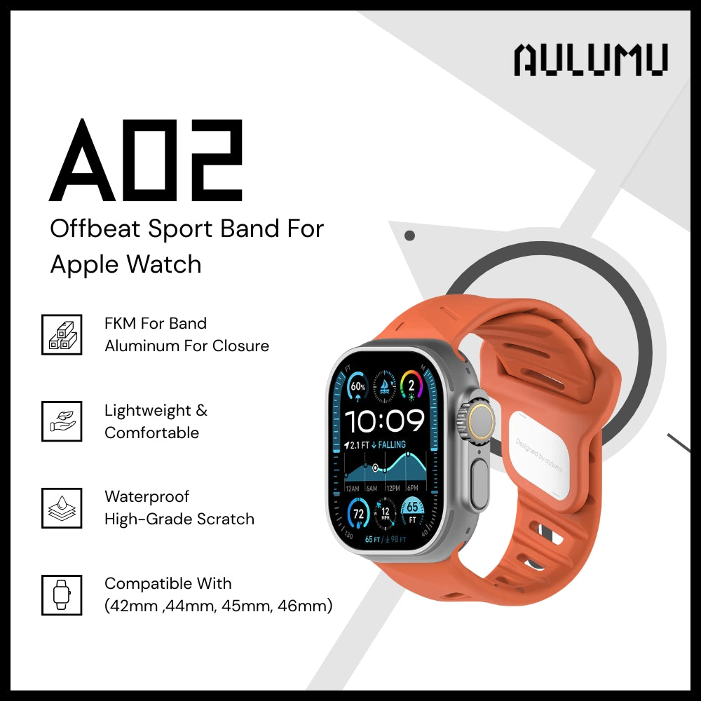 Aulumu  - A02 Offbeat Sport Band for Apple Watch Series - Red Orange