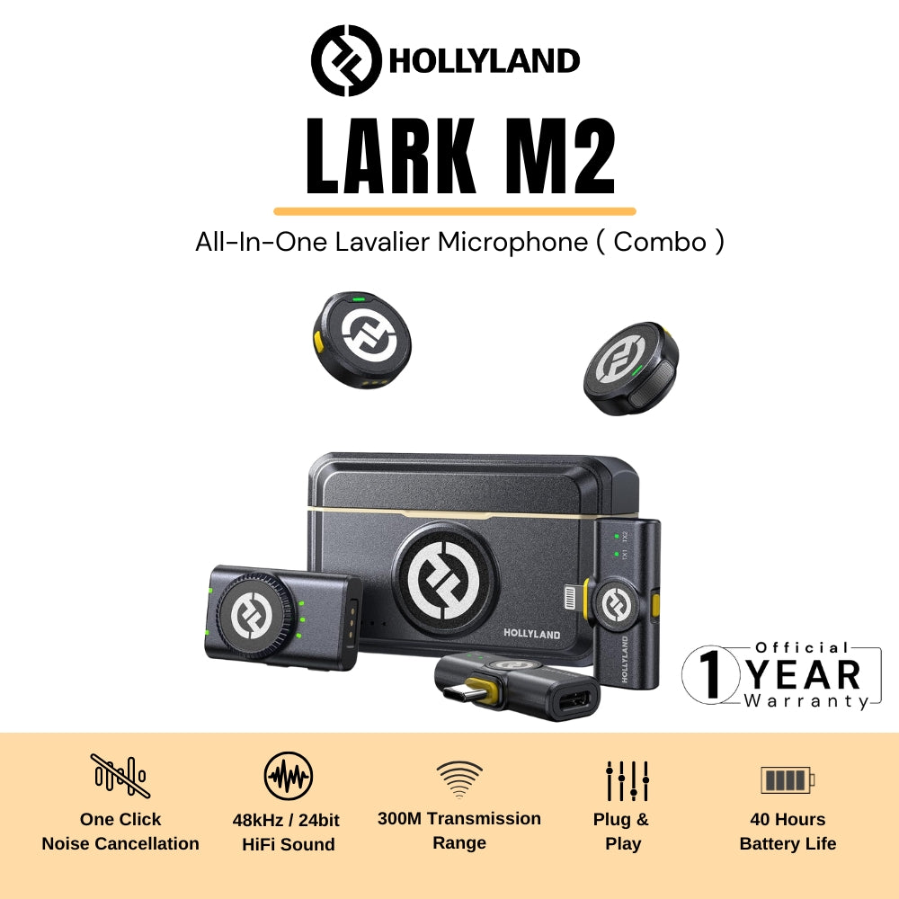 Hollyland - Lark M2 Combo Wireless Lavalier Microphone Combo (Shine Charcoal)