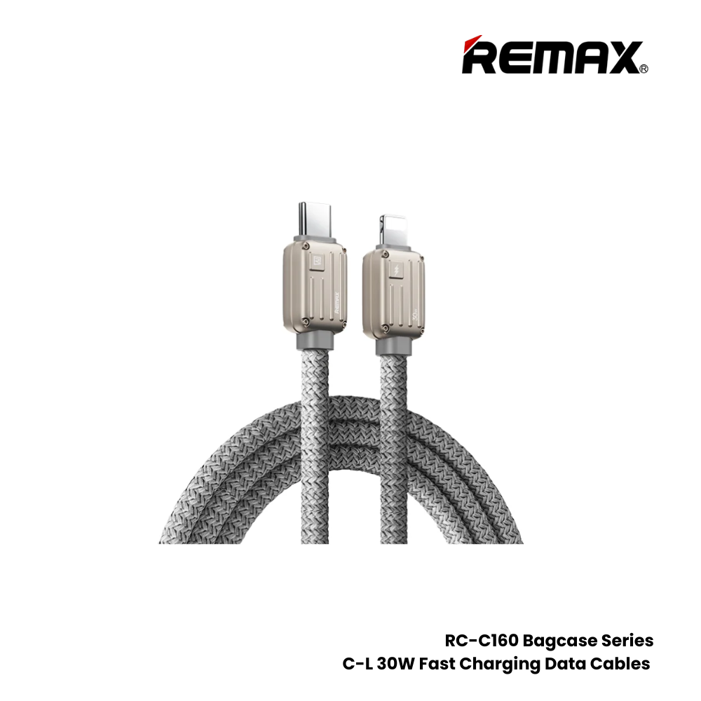 REMAX RC-C160 Bagcase Series 30W Type-C to Lightning PD Fast Charging Data Cable - Grey