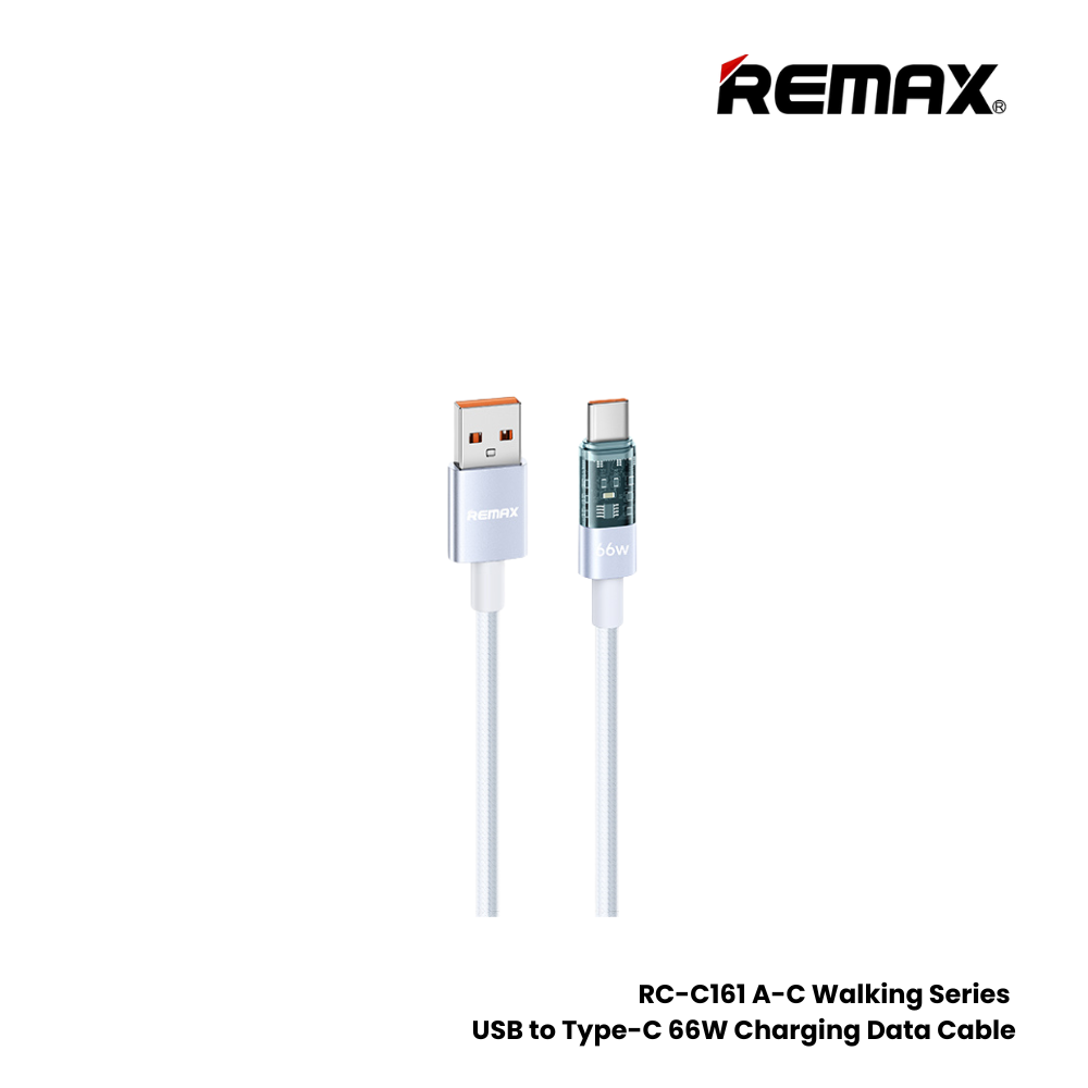 REMAX RC-C161A A-C Walking Series 66W USB to Type-C Fast Charging Data Cable - White