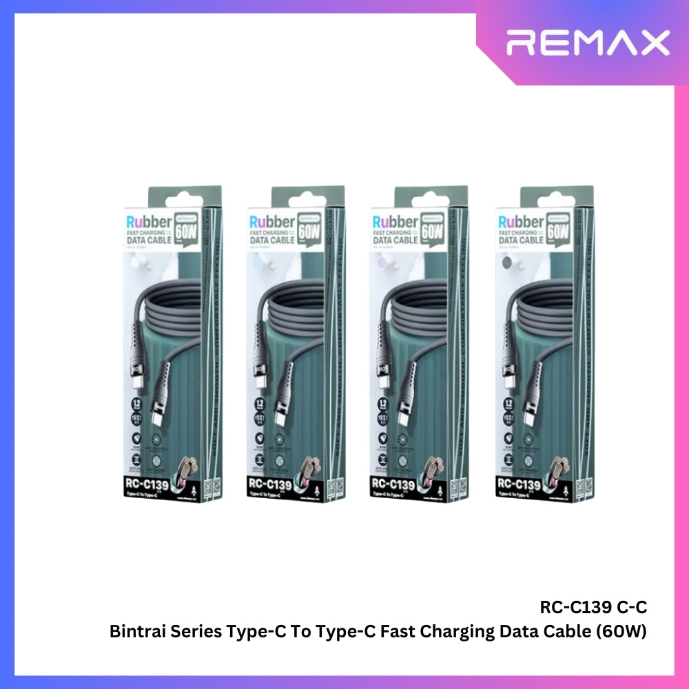 REMAX - RC-C139 C-C Bintrai Series Type-C to Type-C Fast Charging Data Cable (60W) - Purple