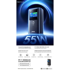 REMAX - FP-7 10000mAh Dinba Series PD+QC Fast Charging Power Bank ( PD55W+QC22.5W ) - Grey