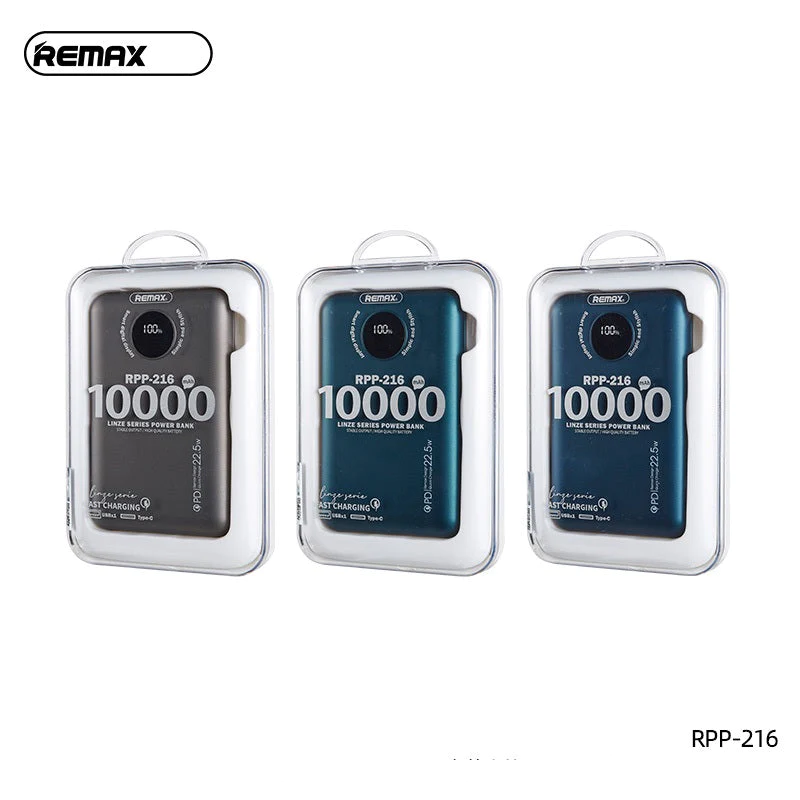 REMAX RPP-216 10000mAh LINZE 2 SERIES 22.5W PD+QC FAST CHARGING POWER BANK