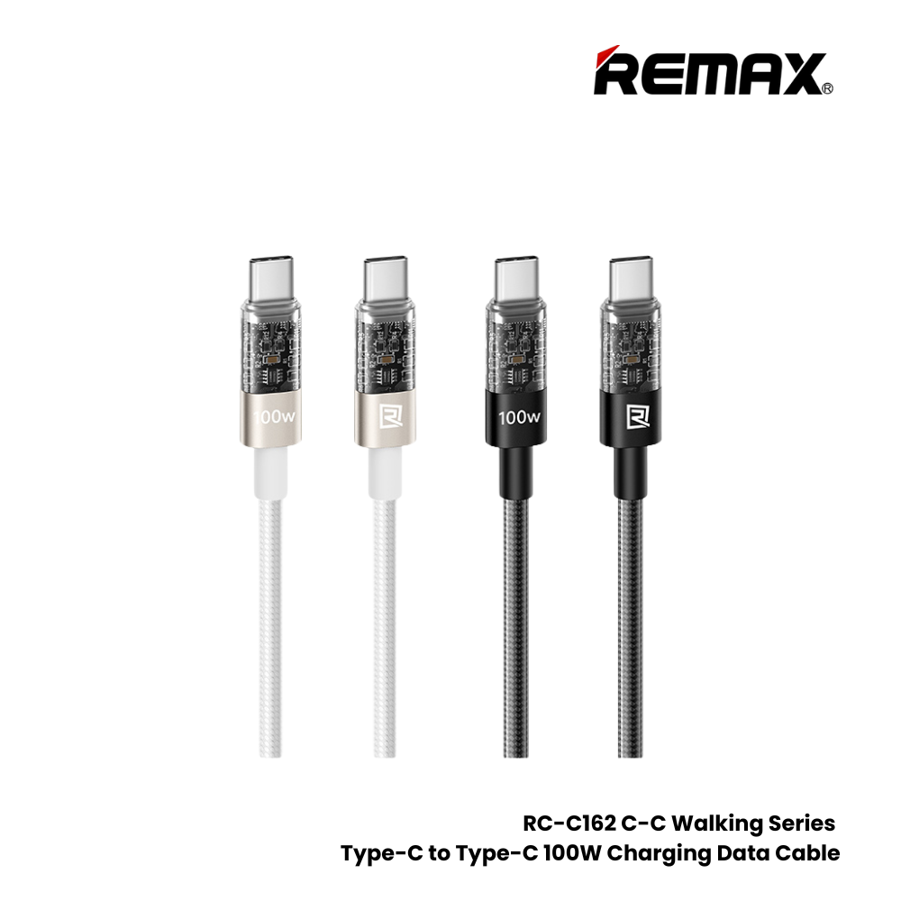 REMAX RC-C162 C-C Walking Series 100W Type-C to Type-C Fast Charging Data Cable - Black