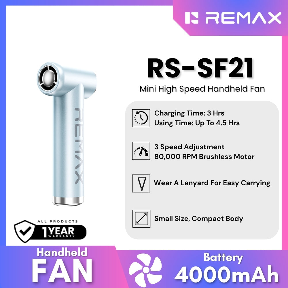 REMAX - RS-SF21 Mini High Speed Handheld Fan - Blue