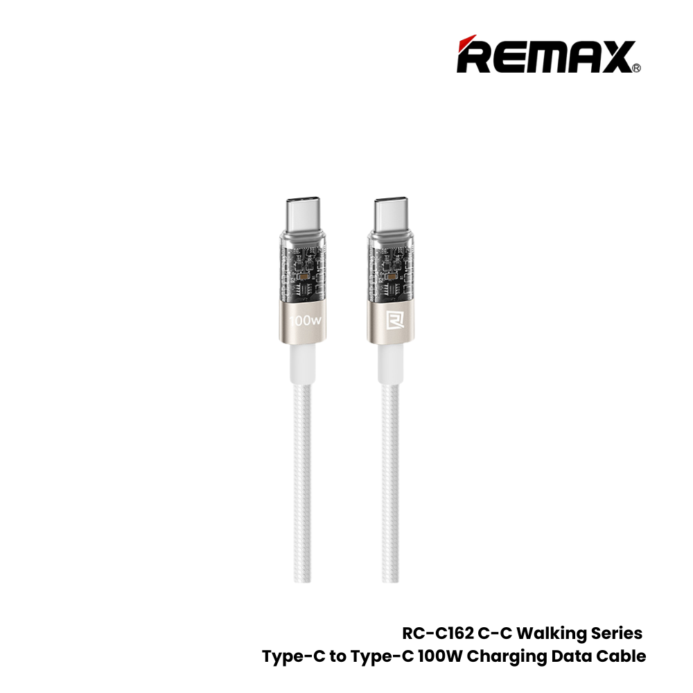 REMAX RC-C162 C-C Walking Series 100W Type-C to Type-C Fast Charging Data Cable - Black