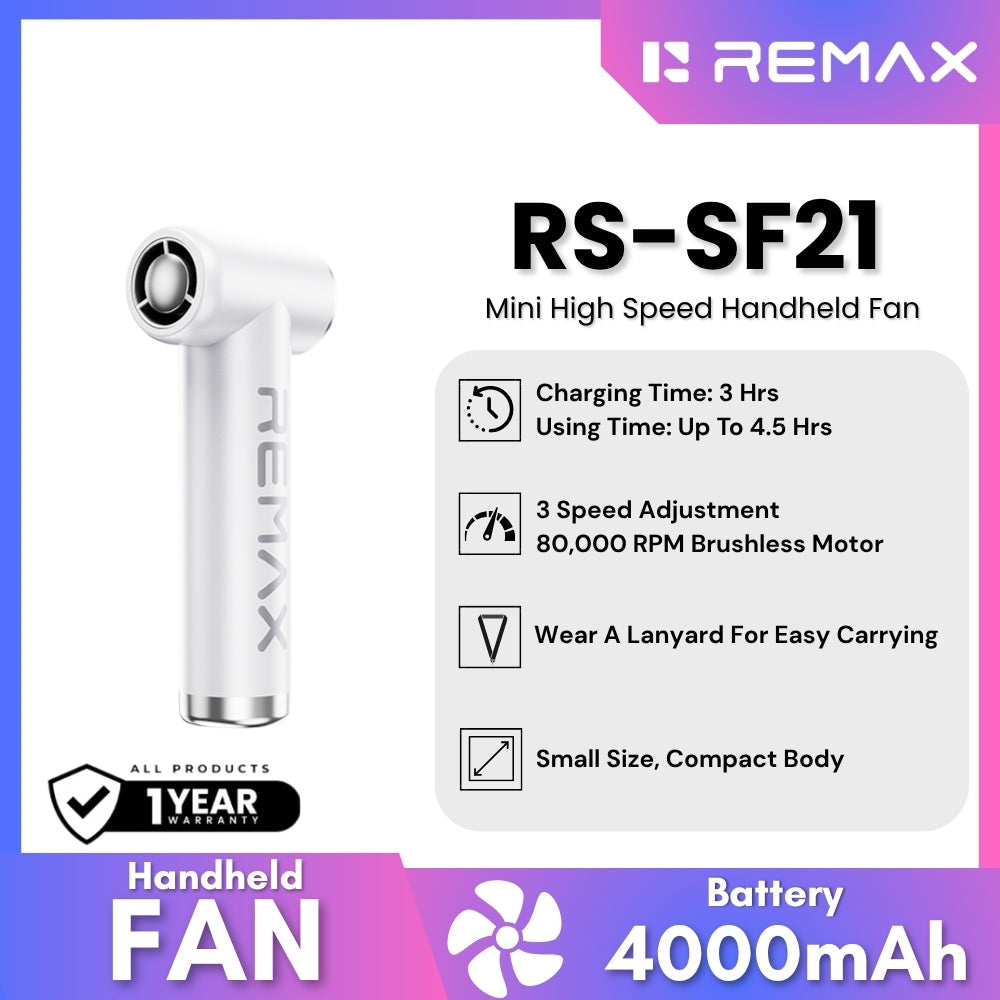 REMAX - RS-SF21 Mini High Speed Handheld Fan - White