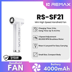 REMAX - RS-SF21 Mini High Speed Handheld Fan - White