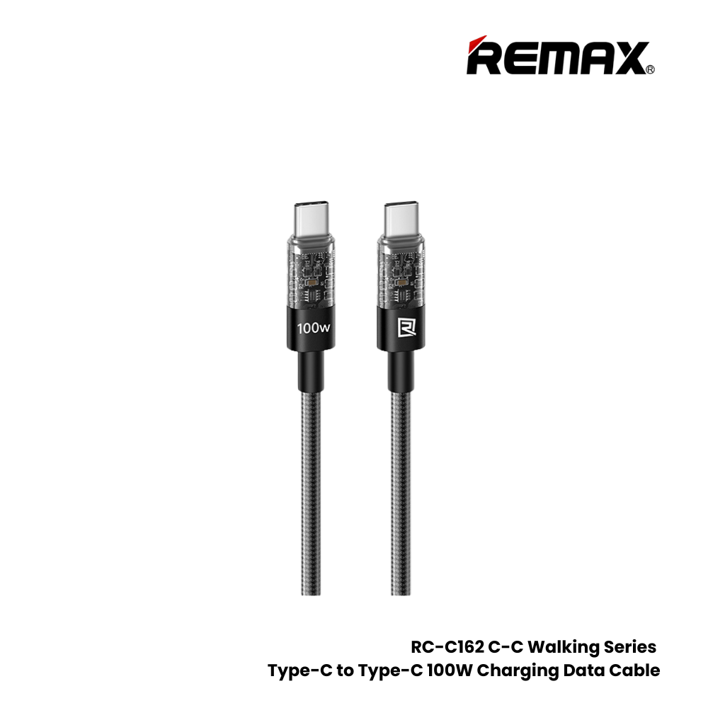 REMAX RC-C162 C-C Walking Series 100W Type-C to Type-C Fast Charging Data Cable - Black