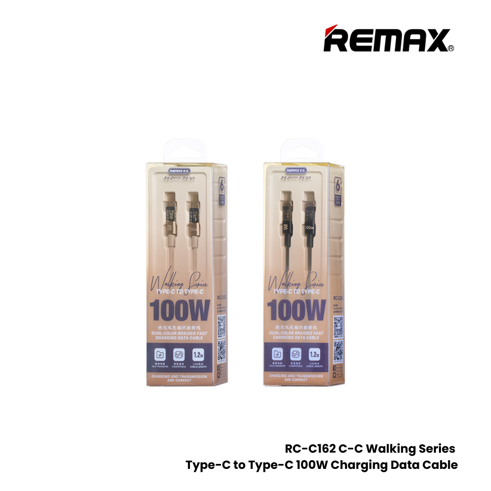 REMAX RC-C162 C-C Walking Series 100W Type-C to Type-C Fast Charging Data Cable - Black