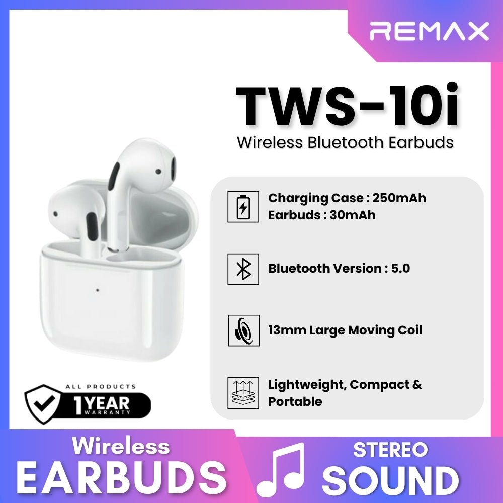 REMAX - TWS-10i Bluetooth Wireless Earbuds - White