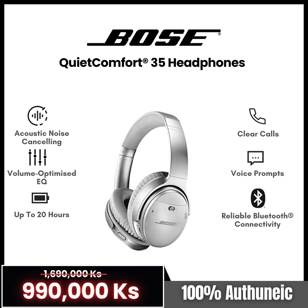 BOSE - QuietComfort® 35 Noise Cancelling Bluetooth Headphone - Silver