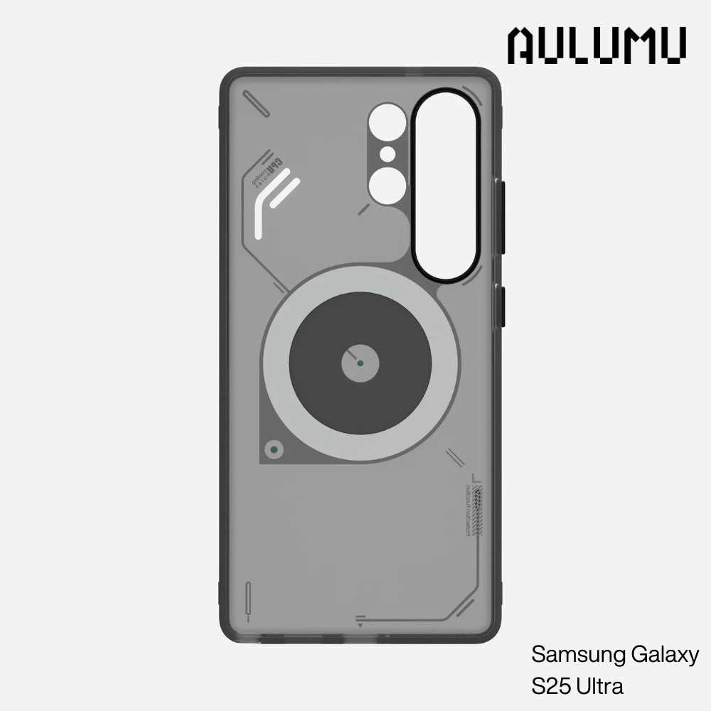 Aulumu - S25 Frosted Case for Samsung Galaxy S25 Ultra | Subtle Glow-in-the -Dark | Translucent Gray&White | Magnetic