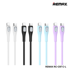 REMAX RC-C097 C-L Crystal Series 3A Liquid Silicone Fast Charging Data Cable Type-C to Lightning(1M)(30W) - White