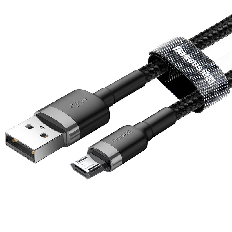 (Buy 1 Get 1) Baseus cafule Cable USB For Micro 2.4A 1m - Grey + Black