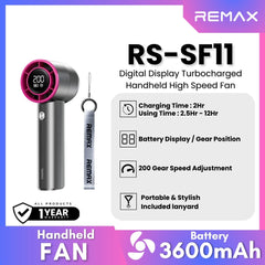 REMAX - RS-SF11 Digital Display Turbochargerd Portable Handheld Hight-Speed Fan - Purple