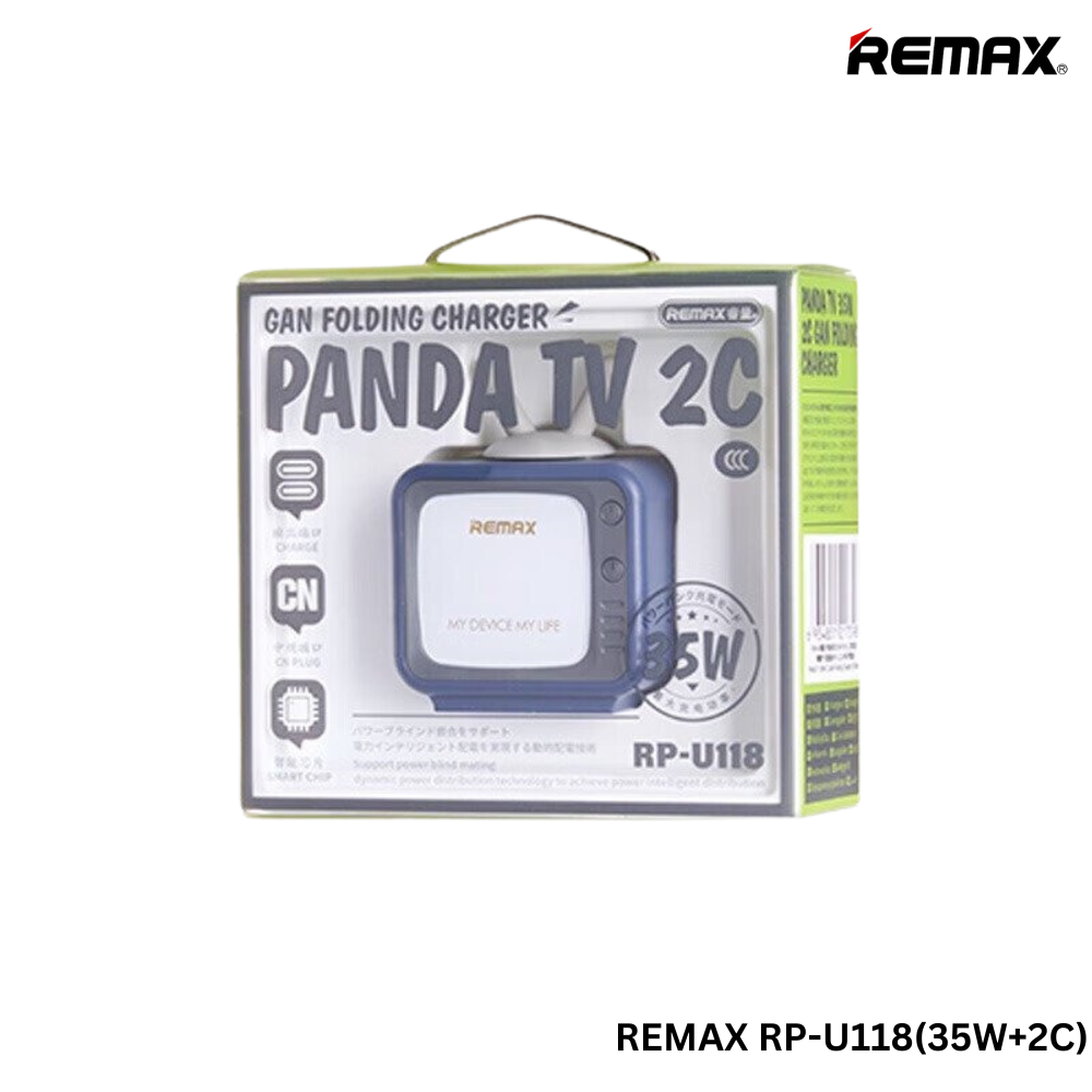 REMAX RP-U118 PANDA TV Series 35W PD+ QC 2C Gan Folding Charger(Blue)