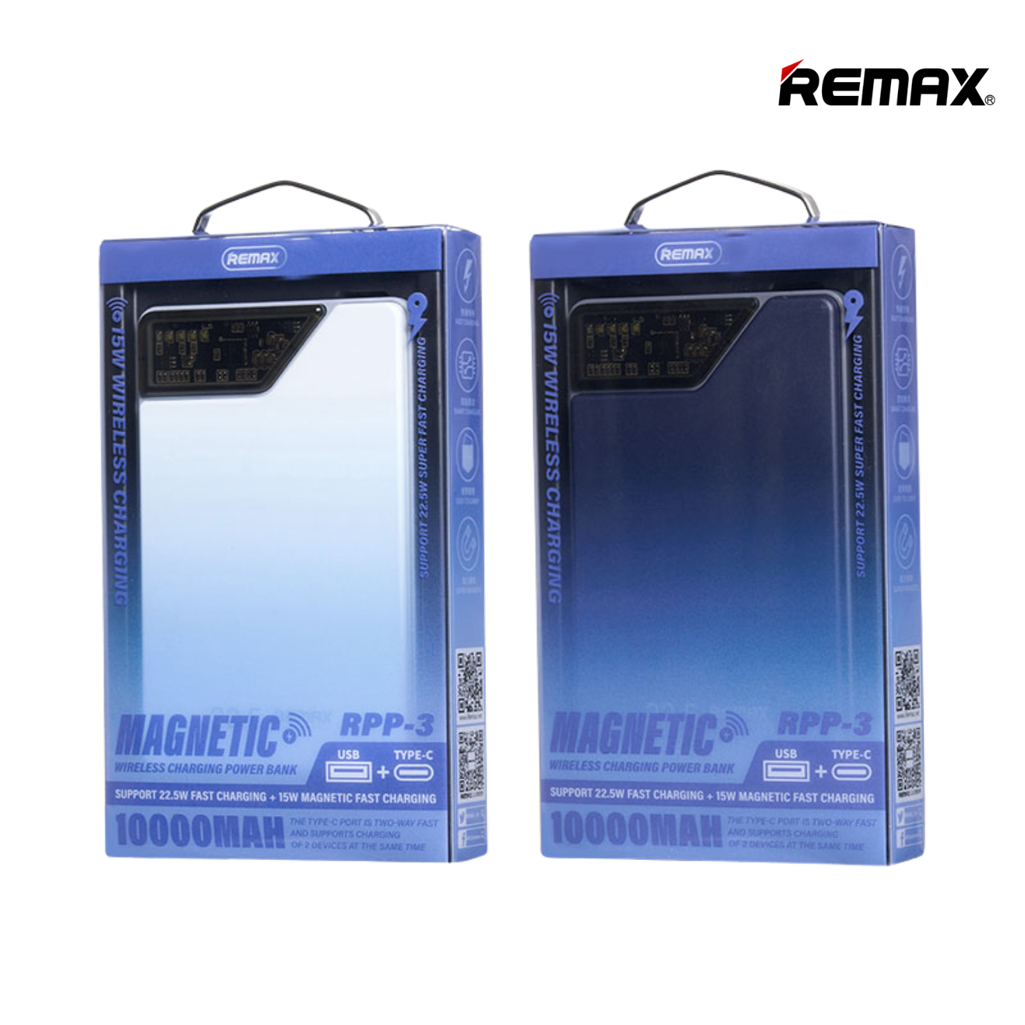 REMAX RPP-3 10000mAh Vocard Series 20W+22.5W PD+QC Magnetic Wireless Charging Power Bank - Blue