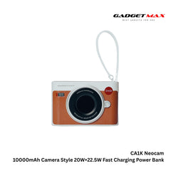 GADGET MAX - CA1K 10000mAh Neocam Camera Style Fast Charging Power Bank (20W+22.5W) - Brown