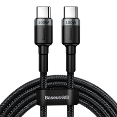 (Buy 1 Get 1) Baseus Cafule PD 2.0 100W 20W 5A Type-C to Type-C Flash Charging Data Cable (2M) - Grey + Black