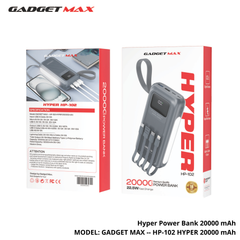 GADGET MAX - HP-102 20000mAh Hyper PD+QC Fast Charging Power Bank (20W+22.5W) - Gray