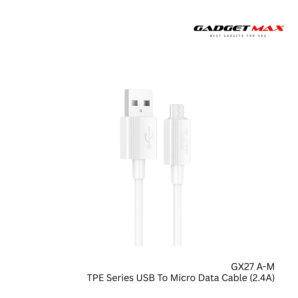 GADGET MAX - GX27 TPE Series USB To Micro Data Cable ( 2.4A ) - White