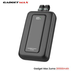 GADGET MAX - ZUMA 20000mAh PD+QC Built-In Cabe Fast Charging Power Bank (20W+22.5W) - Black