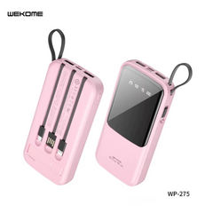 WEKOME WP-275 10000MAH GONEN SERIES POWER BANK WITH 4 CABLES & PHONE HOLDER - Pink