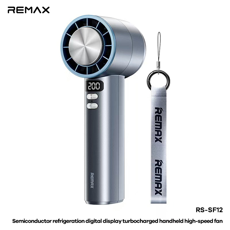 REMAX - RS-SF12 Semiconductor Digital Display Turbochargerd Portable Handheld Hight-Speed Fan - Blue