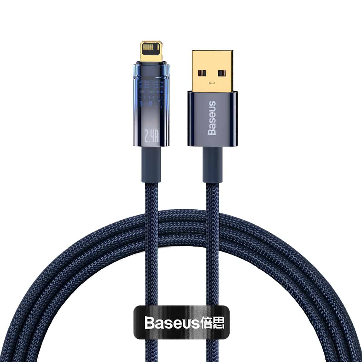 (Buy 1 Get 1) Baseus Explorer Series Auto Power-Off 2.4A iPhone Fast Charging Data Cable (1M) - Black