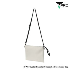 2-Way Water Repellent Sacoche Crossbody Bag - Beige