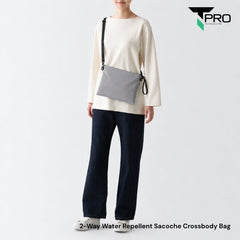 2-Way Water Repellent Sacoche Crossbody Bag - Grey