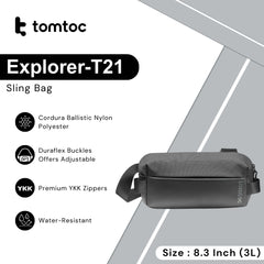 TOMTOC -  Explorer-T21 Sling Bag S ( 8.3 Inch / 3L ) - Black