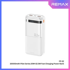 REMAX - FP-22 30000mAh Pilot Series PD+QC Fast Charging Power Bank ( PD20W+QC22.5W ) - White