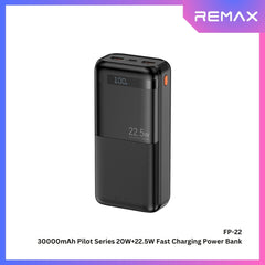 REMAX - FP-22 30000mAh Pilot Series PD+QC Fast Charging Power Bank ( PD20W+QC22.5W ) - Black