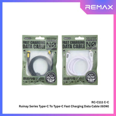 REMAX - RC-C111 C-C Ruinay Series Type-C to Type-C Fast Charging Cable (60W) - White