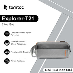 TOMTOC -  Explorer-T21 Sling Bag S ( 8.3 Inch / 3L ) - Space Grey