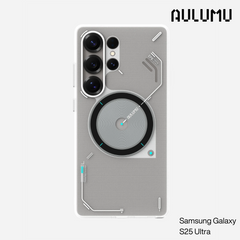 Aulumu - S25 Frosted Case for Samsung Galaxy S25 Ultra | Subtle Glow-in-the -Dark | Translucent Gray&White | Magnetic